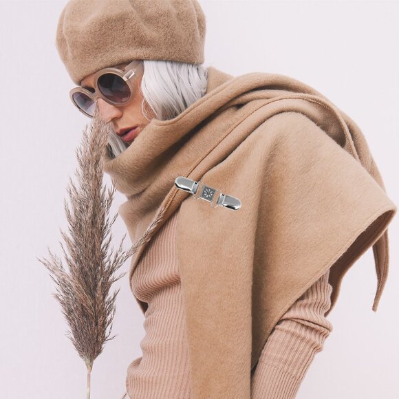 Sleek Sweater Clip NEW Jacket Dress Cinch Cardigan Trendy Scarf Blouse Modest - Picture 3 of 4